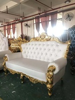 Chaises de trône en bois sculpté doré pour mariage royal, pour réception, salon