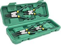 Venta al por mayor doble uso 4 piezas 7 pulgadas clip abrazadera codo cabeza recta Alicates de resorte interior curva exterior curva manual Juego de Herramientas