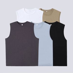 Joychuang camisetas sin mangas de algodón 100% de alta calidad para hombre OEM venta al por mayor chalecos sin mangas de verano con estampado de logotipo personalizado cuello redondo de punto - Product Image 3