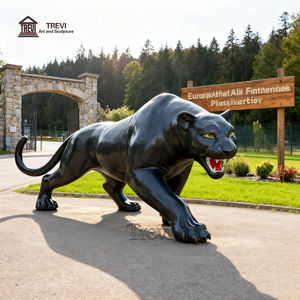 TREVI réserve faunique métal Art Animal Sculpture Antique décoratif grandeur nature noir laiton panthère Statue coulée Durable - Product Image 4