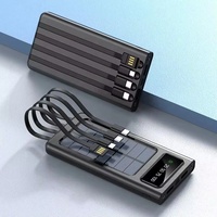 Vente en gros ultra-mince 10000 Mah banque de charge solaire quatre fils portable 10W sortie alimentation mobile avec micro USB transfrontalière