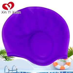 Bonnet de bain en silicone de couleur unie, imperméable et anti-humidité, pour femmes adultes aux cheveux longs - Product Image 4