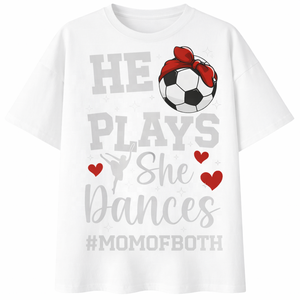 T-shirt da uomo He Plays Soccer Dances Both, maglietta sportiva oversize bianca con grafica, top casual da uomo in 100% cotone - Product Image 3