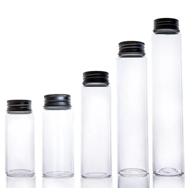 Vacío de vidrio de borosilicato 10ml 100ml espíritu botella de vidrio botella de tubo para licor con tapa de tornillo