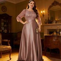 Robe de soirée élégante moderne grande taille SJ, couleur champagne, longue, avec motif taille naturelle, idéale pour invitée de mariage printanier