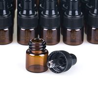 Flacons compte-gouttes en verre ambré pour huiles essentielles 1ml/2ml/3ml/5ml, mini flacons transparents pour parfum, échantillons cosmétiques avec bouchon doré