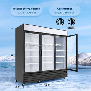 Refrigerador Vertical Comercial para Supermercados, con 3 Puertas de Vidrio, Exhibidor de Bebidas, Enfriador Vertical de Una Sola Temperatura - Product Image 3