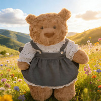 [Uniquement vêtements] Ensemble haut en mousseline à pois et jupe en jean pour poupée en peluche Ourson Barcelone 28/37/46cm, tenue pour petit ours