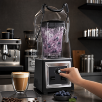Blender Komersial Anti Bising dengan Pengatur Kecepatan Manual, Wadah Tebal, Penghancur Es Buah Beku untuk Penggunaan di Kedai Kopi