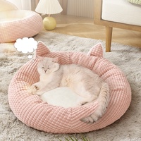 Lit pour animaux de compagnie en velours de luxe, confortable et chaud, niche pour chat, nid pour chien, motif uni, lavable, durable, vente en gros d'usine, emballage en carton