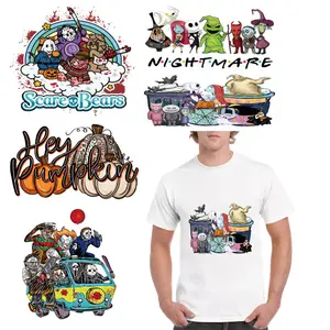 Sewill Factory Custom Halloween Pattern Design DTF Transfer Paper Printing Ready To Press Heat Transfers Stickers T-Shirt