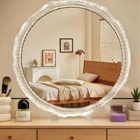 Miroir de courtoisie pour femme, design Art Déco, cadre métallique, écran LED intelligent, bande lumineuse LED multifonctionnelle personnalisée, haut de gamme