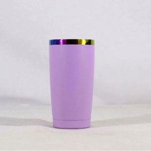 New Arrival 20oz <b>Reusable</b> Rainbow Plated Powder Coated Stainless Steel Travel Coffee Mug <b>Lid</b> Thermal Insulation 6-12 Hours - Product Image 4
