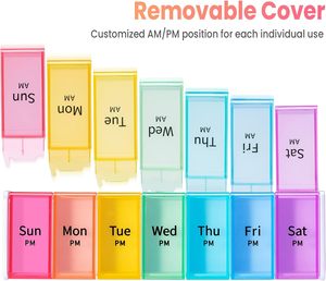 Thêm lớn hai lớp nhựa A-272 hộp thuốc 2 lần hàng ngày AM PM tổ chức hàng tuần dầu cá bổ sung Hộp đựng thuốc - Product Image 6