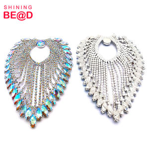 Patch de gland en forme de cœur scintillant cousu <span class=keywords><strong>sur</strong></span> l'épaule chaîne cristal AB verre strass Applique pour décoration de robe de mariée - Product Image 2