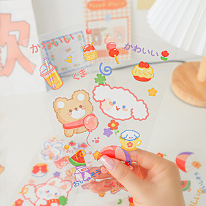 Cute Bunny Cartoon <b>Stickers</b> Transparent PVC <b>Waterproof</b> Journal Decoration <b>Stickers</b> For Home Use - Product Image 1