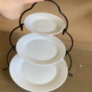 Plateau de service en céramique à 3 niveaux, blanc, passe au lave-vaisselle, passe au micro-ondes, usage domestique, finition polie - Product Image 1