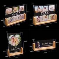 Lampe LED créative personnalisée en forme de U avec base en bois et décoration de bureau en acrylique, cadeau créatif, base de lampe en bois