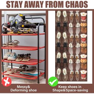 40 Pocket Over The Door <b>Shoe</b> Organizer Brown Mesh Hanging Rack For Closet Storage Foldable <b>Hook</b> Type - Product Image 2