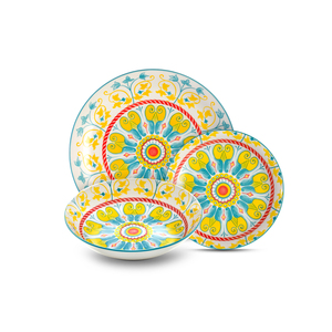 Ensemble de vaisselle Kaleidos Monteza de 18 pièces, design mandala coloré - Product Image 1