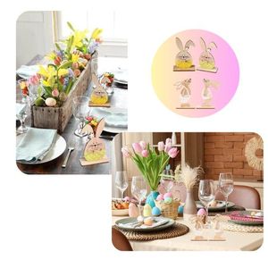 Set di 4 Coniglietti Pasquali in Legno, Decorazioni per Casa e Giardino - Product Image 5