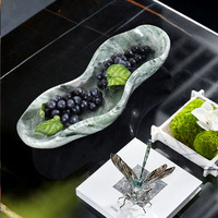 SAIDKOCC nordique lumière luxe rétro bateau en forme de plateau de fruits irrégulier décoration de la maison 2 couleurs Jade dans les nuages