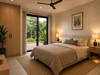 Villa modulaire préfabriquée 2 chambres 54 m² en conteneur d'acier avec terrasse en bois, 1 salle de bain, cuisine et salon pour complexe résidentiel
