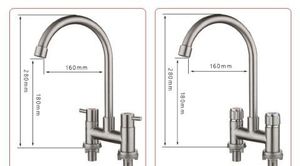 Lavabo traditionnel en acier inoxydable <span class=keywords><strong>avec</strong></span> <span class=keywords><strong>deux</strong></span> trous et <span class=keywords><strong>deux</strong></span> poignées Noyau de valve en céramique pour <span class=keywords><strong>robinets</strong></span> d'eau froide et chaude - Product Image 4