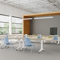Table de formation OMNI moderne en bois, réglable en hauteur, avec plateau rabattable, robuste, pliable et empilable pour bureau