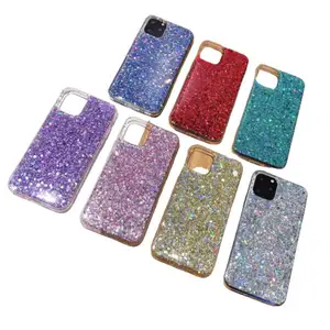 Lüks Glitter Sequins darbeye dayanıklı silikon iPhone için kılıf Xiaomi Redmi Samsung Huawei 7 renk