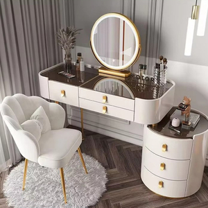 Gorgeous <strong>Dressing</strong> <strong>Table</strong> Hot Sale Makeup Dresser <strong>Table</strong> With Led Lights and Large Capacity <strong>Storage</strong> Beside Cabinet With Chair China - Product Image 4