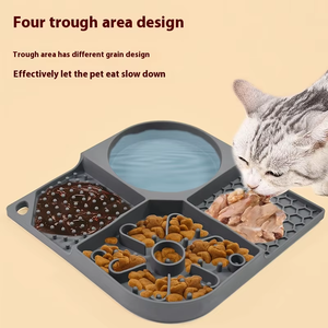 وعاء سيليكون للحيوانات الأليفة مانع للإنزلاق محمول خارجي Pet Placemat كوب شفط للكلاب والقطط حصيرة أطباق طعام بطيئة المصنع - Product Image 2