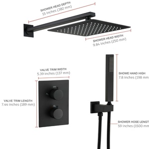 Xinxi 10-inch Stainless Steel Matte Black American Style Concealed Wall-mounted Handheld Shower <b>Set</b> Vacuum Coated Rainfall <b>Spray</b> - Product Image 3