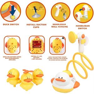 Bagno per bambini sprinkler giocattolo vasca da bagno gioco elettrico anatra spray acqua doccia testa bagno giocattolo con 3 spruzzatura anatra - Product Image 2