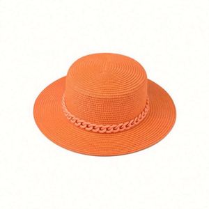 Chapeau de soleil d'extérieur unisexe en paille à large bord, avec chaîne colorée, style sombrero, décontracté et tendance - Product Image 4