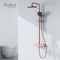 Illuminez votre salle de bain robinet de douche mural en or rose contemporain élégant et gracieux ensemble de douche de pluie