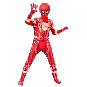 Pakaian Halloween kostum Spider Man anak pahlawan super hitam emas anak beberapa cosplay jauh dari rumah kostum Halloween SpiderMan