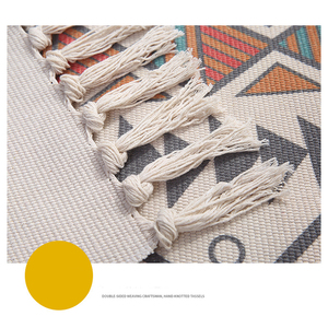 Tapisserie murale géométrique Style bohème, en coton, lin, avec pompon, décoratif pour la maison, 1 pièce - Product Image 5