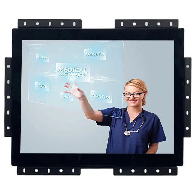 Metal frame industrial self service kiosk display touch monitor 10 12 13 14 15 17 19 Inch square screen capacitive touch monitor
