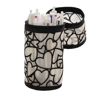 Beilian Mesh Pencil Case Cylindrical Zipper Transparent Nylon School Office Stationery Storage Bag - Product Image 3
