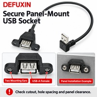 DEFUXIN Abgewinkeltes USB 2.0 A-Stecker auf A-Buchse Panelmontage-Verlängerungskabel 50cm Schraubmontage-Kabel für Industriegehäuse