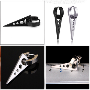 Stile Punk Non appannato triangolo in acciaio inox ciondolo uomo Rock Hip Hop No Piercing <span class=keywords><strong>orecchio</strong></span> polsino orecchini per uomo - Product Image 6