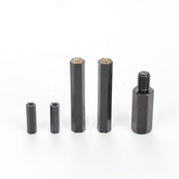 WXSNY Femelle Femelle Noir Nylon 6/6 Laiton Insert Hex Spacer Coupling Nuts Hex Standoff