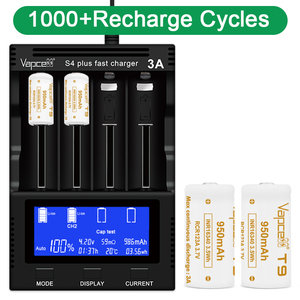 Vapcell Rcr123a 16340 T9 플랫 탑 3.7V 950mAh 고용량 충전식 배터리 CR123a 교체용 미니 선풍기 배터리 - Product Image 2