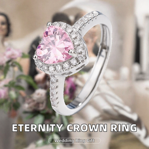 Anillo de Eternidad en Forma de Corazón Rosa, Chapado en Rodio, de Latón, para Boda o Compromiso, para Mujer, a la Moda - Product Image 2
