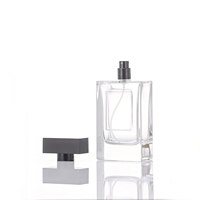 Flacon de parfum plat de 100 ml avec emballage en boîte, bouchon argenté, étiquette autocollante, flacon de Cologne, marque privée, directement de l'usine