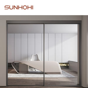 SUNHOHI cadre invisible <span class=keywords><strong>lunette</strong></span> étroite porte coulissante en aluminium grand champ de vision triple tringlerie portes coulissantes en verre pour les maisons - Product Image 4