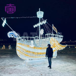 Luces LED 3D Luminosas para Exteriores con Forma de Barco, Decoración Navideña para Centros Comerciales, Festivales Comerciales y Halloween, para Paisajes - Product Image 2