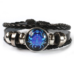 Bracelet lumineux en cuir tressé <span class=keywords><strong>Horoscope</strong></span>, bijoux qui brillent dans le noir, astrologie chinoise, 12 signes <span class=keywords><strong>du</strong></span> zodiaque - Product Image 1