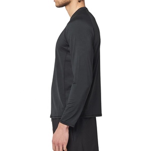<span class=keywords><strong>Maglietta</strong></span> a Maniche Lunghe da Uomo in Poliestere e Spandex, Asciugatura Rapida, per Basket, Allenamento, Corsa, Fitness, T-shirt <span class=keywords><strong>Nera</strong></span> Semplice - Product Image 2